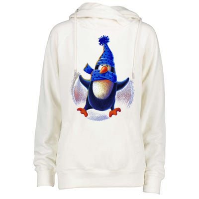 Penguin Snow Angel Womens Funnel Neck Pullover Hood