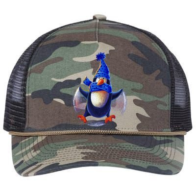 Penguin Snow Angel Retro Rope Trucker Hat Cap