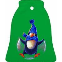 Penguin Snow Angel Ceramic Bell Ornament