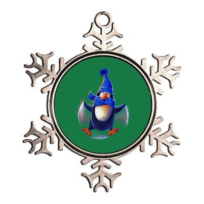 Penguin Snow Angel Metallic Star Ornament