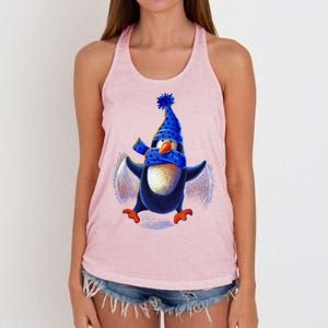 Penguin Snow Angel Women's Knotted Racerback Tank