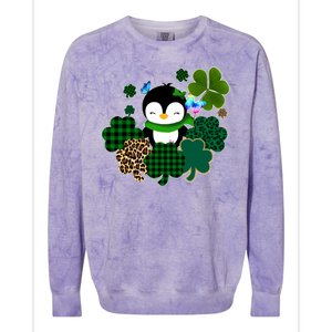 Penguin St Patty's Day Cute Shamrocks  Colorblast Crewneck Sweatshirt