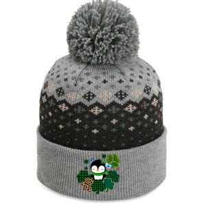 Penguin St Patty's Day Cute Shamrocks  The Baniff Cuffed Pom Beanie