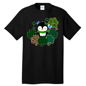 Penguin St Patty's Day Cute Shamrocks  Tall T-Shirt