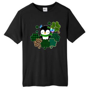 Penguin St Patty's Day Cute Shamrocks  Tall Fusion ChromaSoft Performance T-Shirt