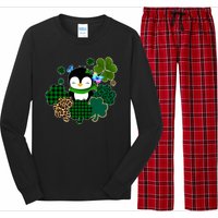 Penguin St Patty's Day Cute Shamrocks  Long Sleeve Pajama Set