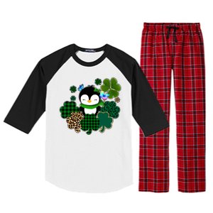 Penguin St Patty's Day Cute Shamrocks  Raglan Sleeve Pajama Set