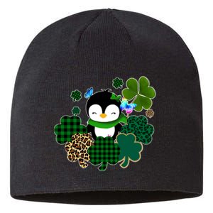 Penguin St Patty's Day Cute Shamrocks  Sustainable Beanie