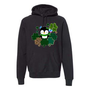 Penguin St Patty's Day Cute Shamrocks  Premium Hoodie