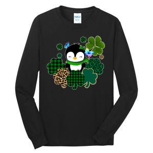 Penguin St Patty's Day Cute Shamrocks  Tall Long Sleeve T-Shirt