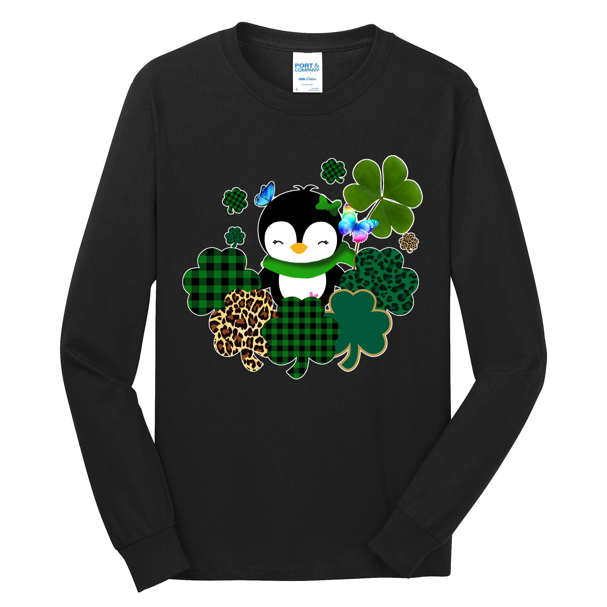 Penguin St Patty's Day Cute Shamrocks  Tall Long Sleeve T-Shirt