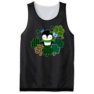 Penguin St Patty's Day Cute Shamrocks  Mesh Reversible Basketball Jersey Tank