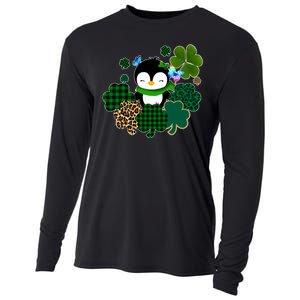 Penguin St Patty's Day Cute Shamrocks  Cooling Performance Long Sleeve Crew