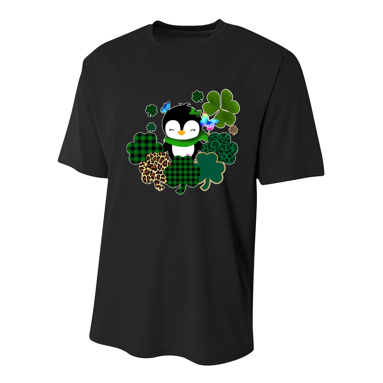Penguin St Patty's Day Cute Shamrocks  Youth Performance Sprint T-Shirt