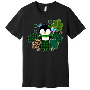 Penguin St Patty's Day Cute Shamrocks  Premium T-Shirt