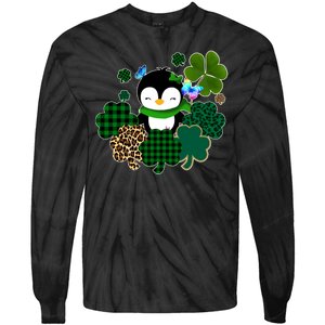 Penguin St Patty's Day Cute Shamrocks  Tie-Dye Long Sleeve Shirt