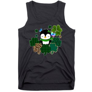 Penguin St Patty's Day Cute Shamrocks  Tank Top