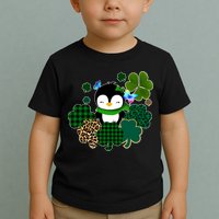 Penguin St Patty's Day Cute Shamrocks  Toddler T-Shirt