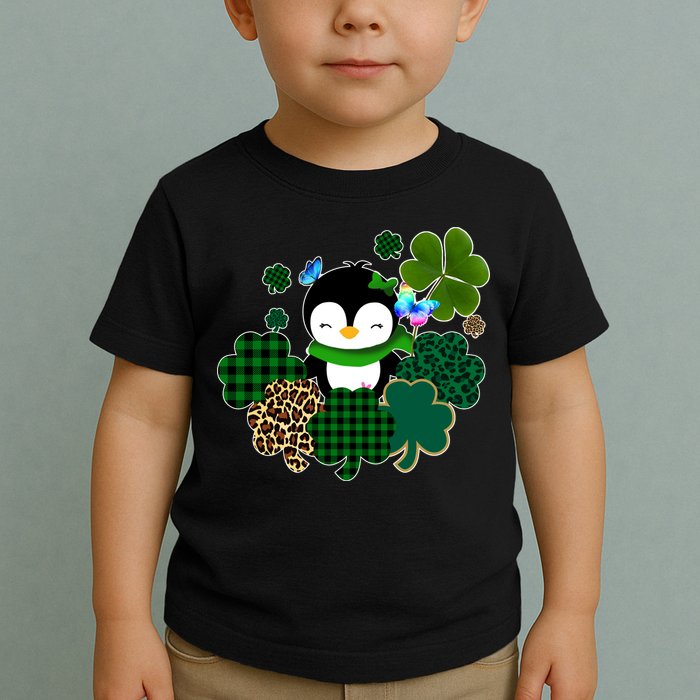Penguin St Patty's Day Cute Shamrocks  Toddler T-Shirt