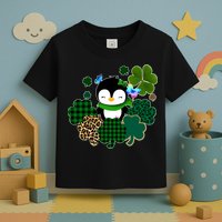 Penguin St Patty's Day Cute Shamrocks  Toddler T-Shirt