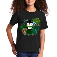 Penguin St Patty's Day Cute Shamrocks  Kids T-Shirt