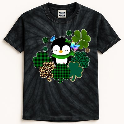 Penguin St Patty's Day Cute Shamrocks  Kids Tie-Dye T-Shirt