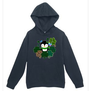 Penguin St Patty's Day Cute Shamrocks  Urban Pullover Hoodie