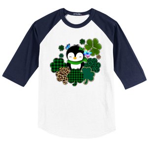 Penguin St Patty's Day Cute Shamrocks  Baseball Sleeve Shirt