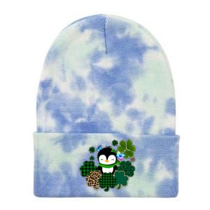 Penguin St Patty's Day Cute Shamrocks  Tie Dye 12in Knit Beanie