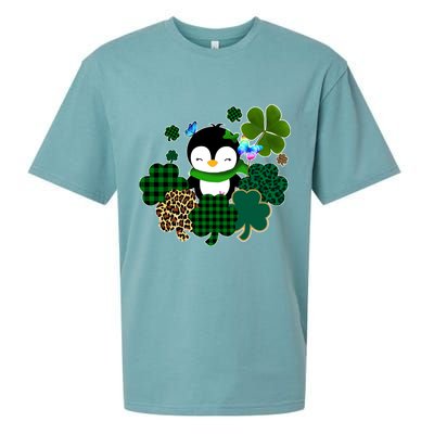Penguin St Patty's Day Cute Shamrocks  Sueded Cloud Jersey T-Shirt