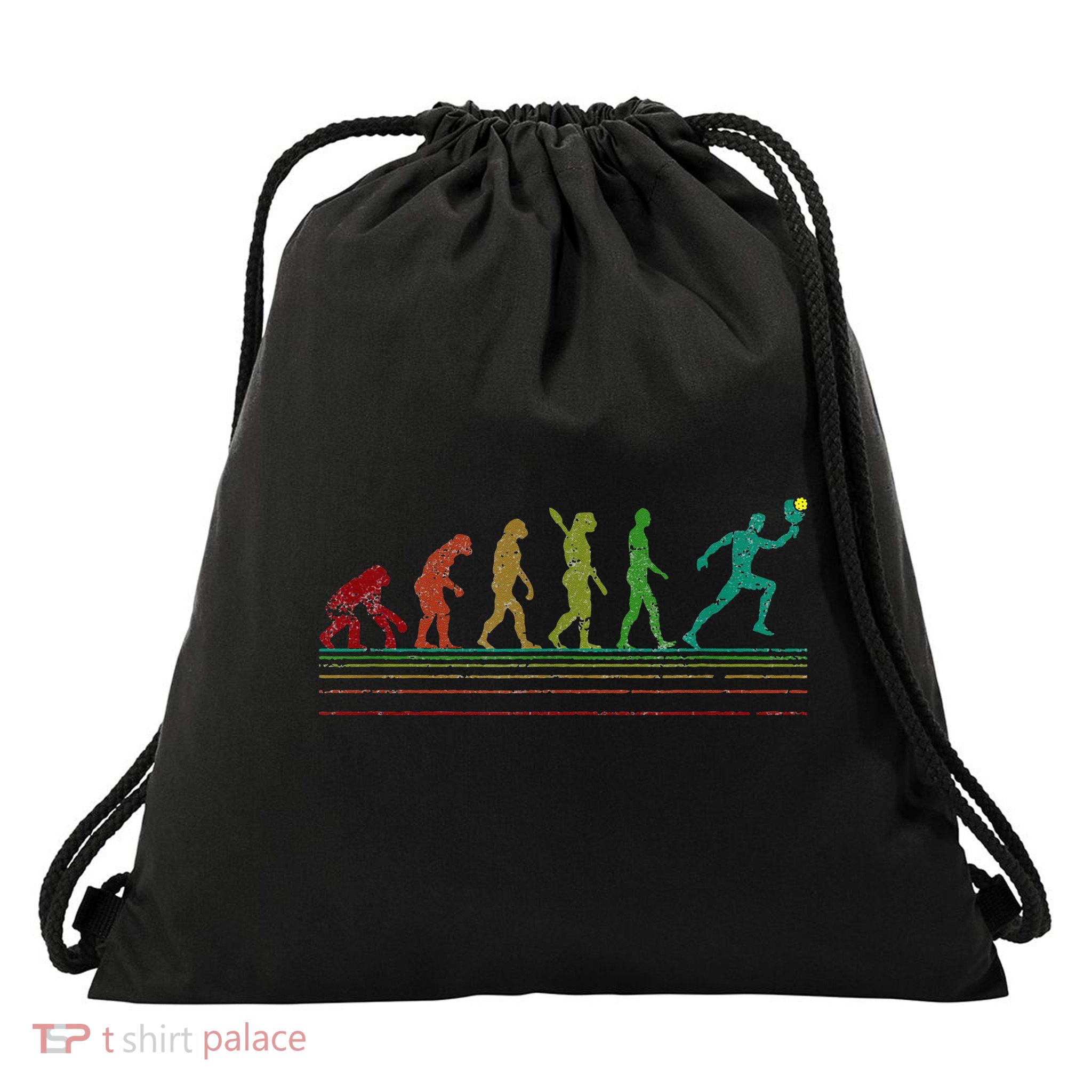 Pickleball Evolution of Man Funny Drawstring Bag