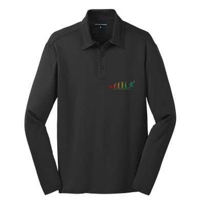 Pickleball Evolution of Man Funny Silk Touch Performance Long Sleeve Polo