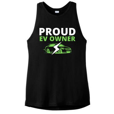 Proud EV Owner, I Love ECars, Drive EVs, Funny Electric Car Ladies PosiCharge Tri-Blend Wicking Tank