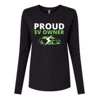 Proud EV Owner, I Love ECars, Drive EVs, Funny Electric Car Womens Cotton Relaxed Long Sleeve T-Shirt