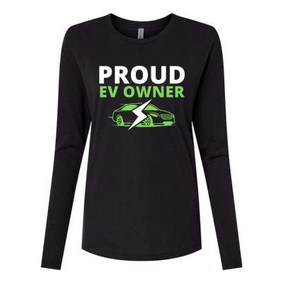 Proud EV Owner, I Love ECars, Drive EVs, Funny Electric Car Womens Cotton Relaxed Long Sleeve T-Shirt