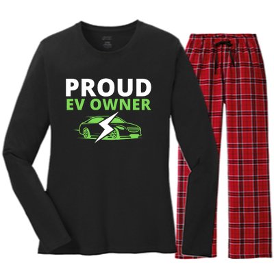 Proud EV Owner, I Love ECars, Drive EVs, Funny Electric Car Women's Long Sleeve Flannel Pajama Set 