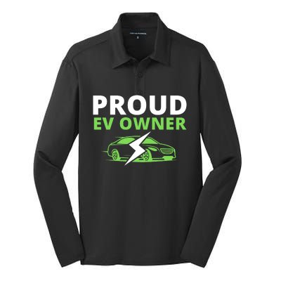 Proud EV Owner, I Love ECars, Drive EVs, Funny Electric Car Silk Touch Performance Long Sleeve Polo