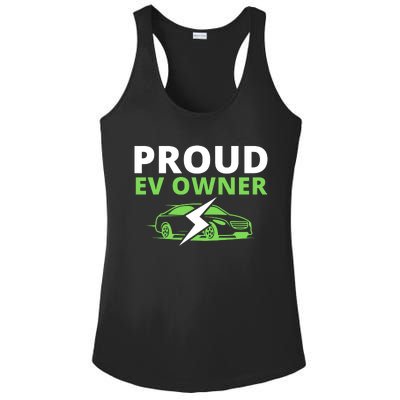 Proud EV Owner, I Love ECars, Drive EVs, Funny Electric Car Ladies PosiCharge Competitor Racerback Tank