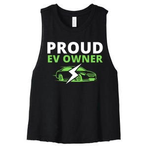 Proud EV Owner, I Love ECars, Drive EVs, Funny Electric Car Women's Racerback Cropped Tank