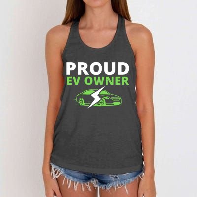 Proud EV Owner, I Love ECars, Drive EVs, Funny Electric Car Women's Knotted Racerback Tank