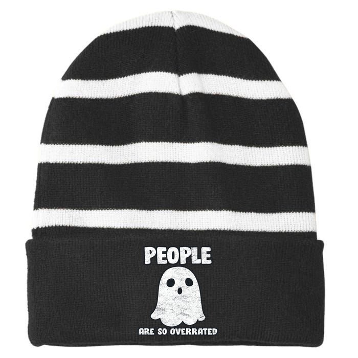 People Are So Overrated  Striped Beanie with Solid Band