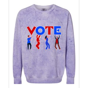 People Holding VOTE Letters  Red White Blue Version Colorblast Crewneck Sweatshirt