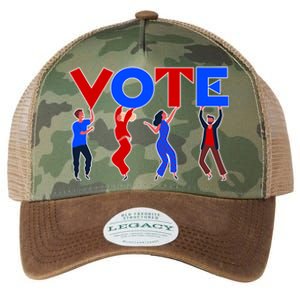 People Holding VOTE Letters  Red White Blue Version Legacy Tie Dye Trucker Hat