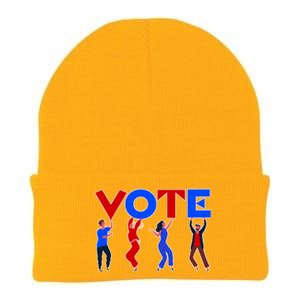 People Holding VOTE Letters  Red White Blue Version Knit Cap Winter Beanie