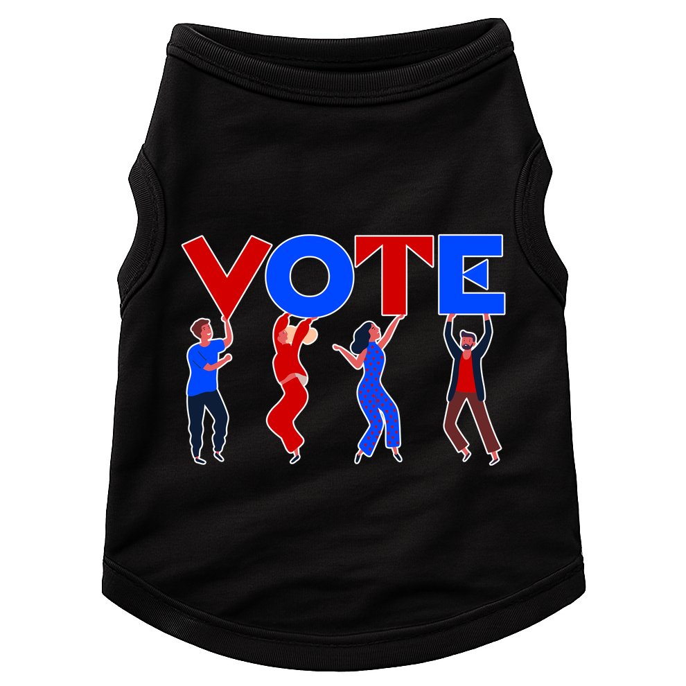 People Holding VOTE Letters  Red White Blue Version Doggie Tank