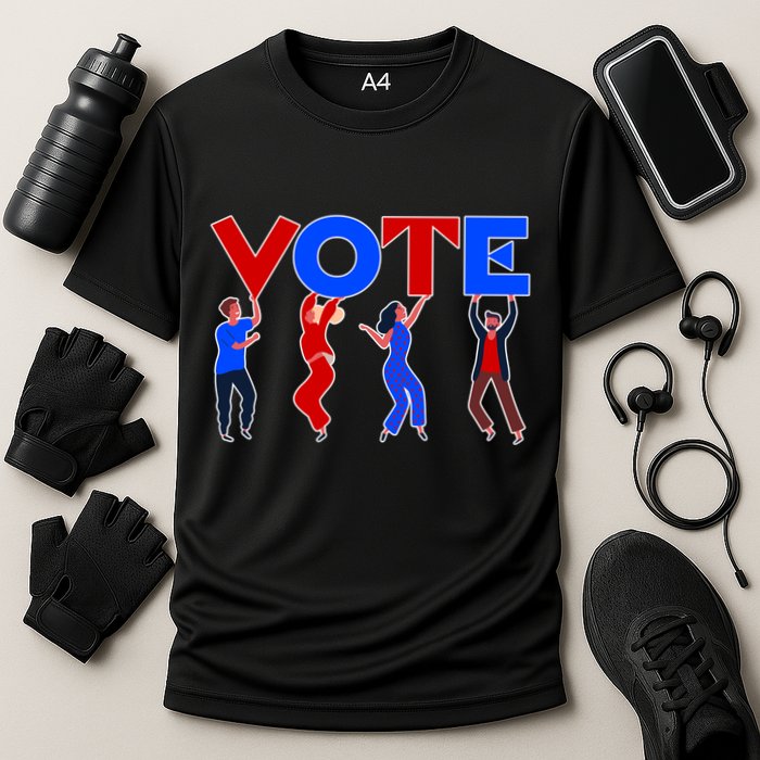 People Holding VOTE Letters  Red White Blue Version Cooling Performance Crew T-Shirt