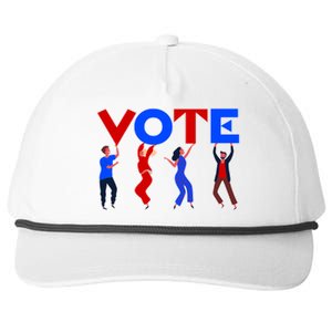 People Holding VOTE Letters  Red White Blue Version Snapback Five-Panel Rope Hat