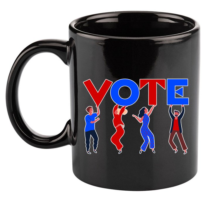 People Holding VOTE Letters  Red White Blue Version 11oz C Handle Ceramic Mug