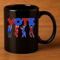 People Holding VOTE Letters  Red White Blue Version 11oz C Handle Ceramic Mug