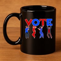 People Holding VOTE Letters  Red White Blue Version 11oz C Handle Ceramic Mug
